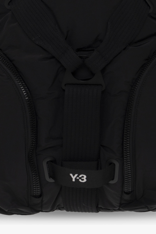 Black Backpack with logo Y - One open pocket on each side of